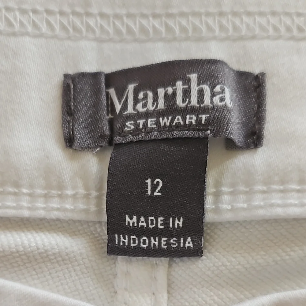 Martha Stewart Denim Ankle Jeans W/ Zipper Cuff White Pull-on Stretch - Picture 5 of 10